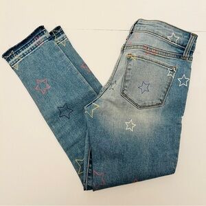Gap Kids Star Printed Super Skinny Ankle Denim Jeans Light  Wash Raw Hems Sz 10